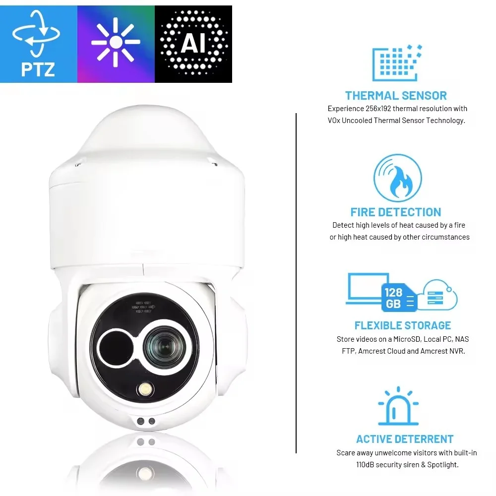 JIND CCTV كاميرا مراقبة حرارية PTZ 20X التكبير غير المبرد VOx ميكروبولومتر الحرارية والبصرية ثنائية الطيف IP كاميرا شبكة مراقبة #3