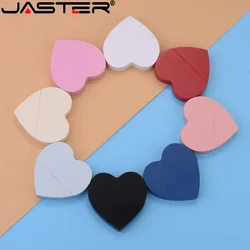 JASTER-Unidad Flash USB 2,0 de madera en forma de corazón, pendrive Multicolor de 64GB, 32GB, 128GB, regalo de negocios