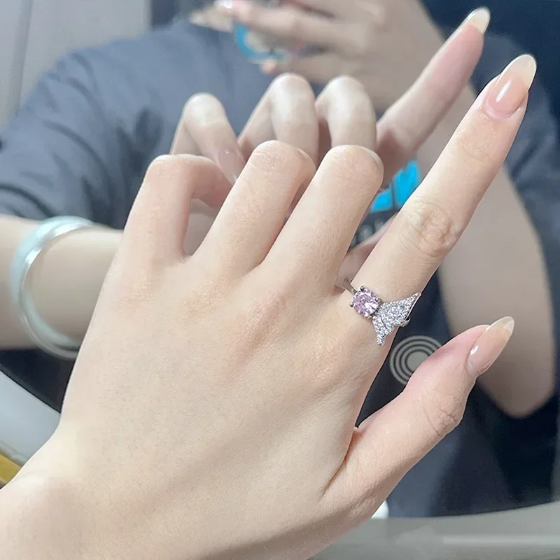 خاتم أجنحة الملاك الصغيرة طراز MDL Moissanit1، مطلي عيار 18 قيراط، خاتم ألماس فاخر #3