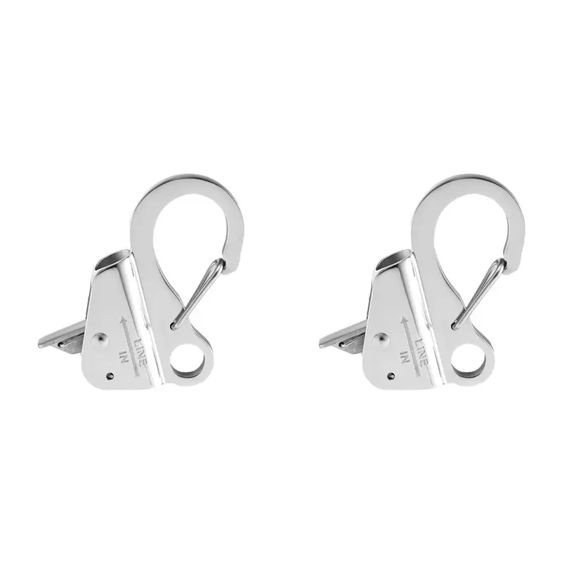 2X Stainless Steel Marine Yacht Boats Bumper Clip Quick Release Spring Adjustable Line Length Sliding Anchor Hooks