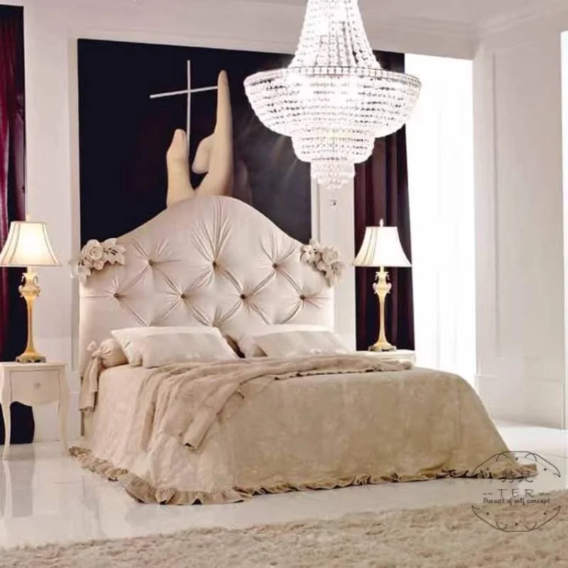 Elegant Decoration Bed Headboard Nordic Normal Wooden Lounges Modern Bed Frame Luxury Full Size Camas Matrimoniales Furniture