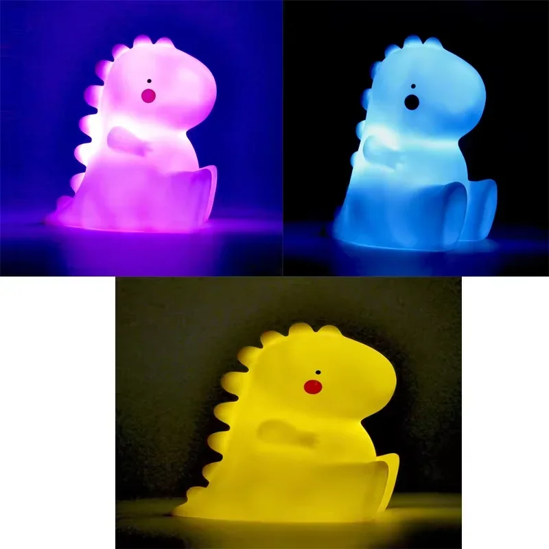 귀여운 LED 야간 조명 곰 유니콘 공룡 토끼 만화 동물 침대 옆 램프 어린이 침실 노란색 파란색 핑크 흰색 빛 빠른 납품 4-6 일 도착