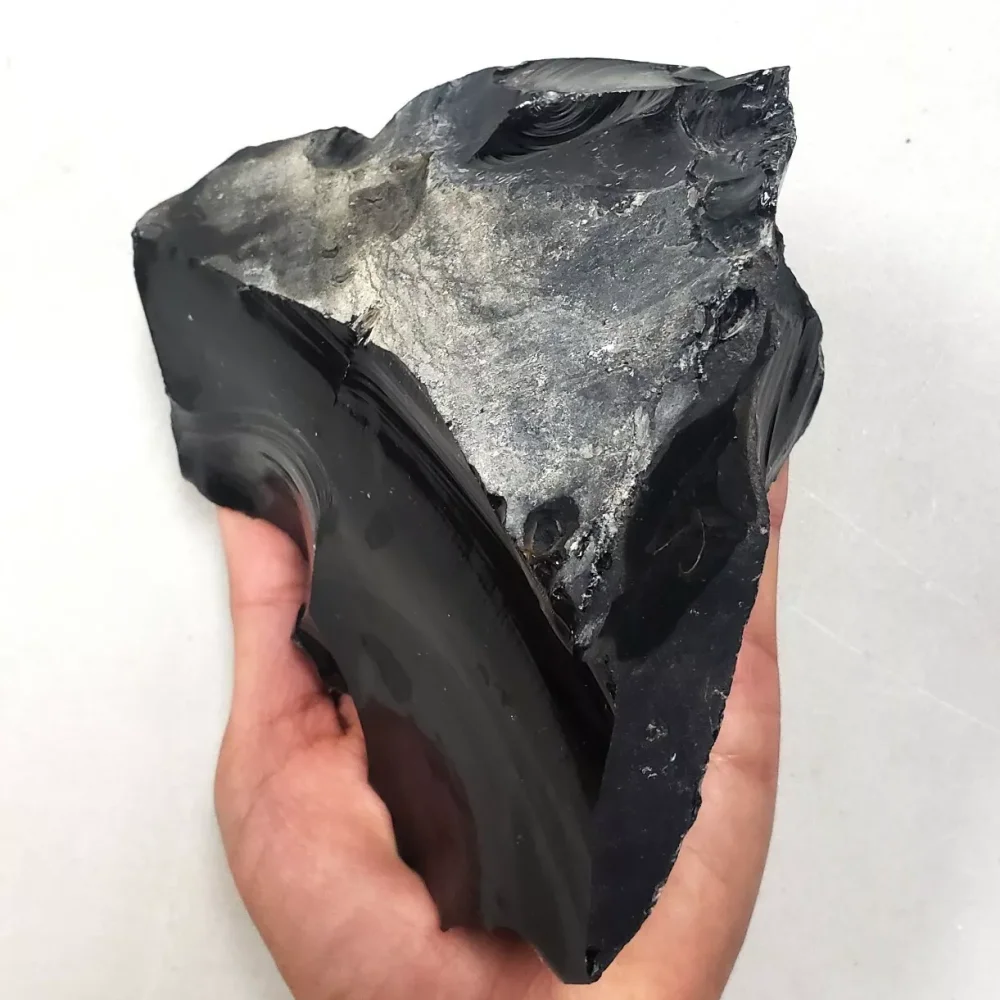 Natural Obsidian Raw Material Stone, Quartz Crystal Black Ore, Mineral, Demagnetization, Therapeutic Stone