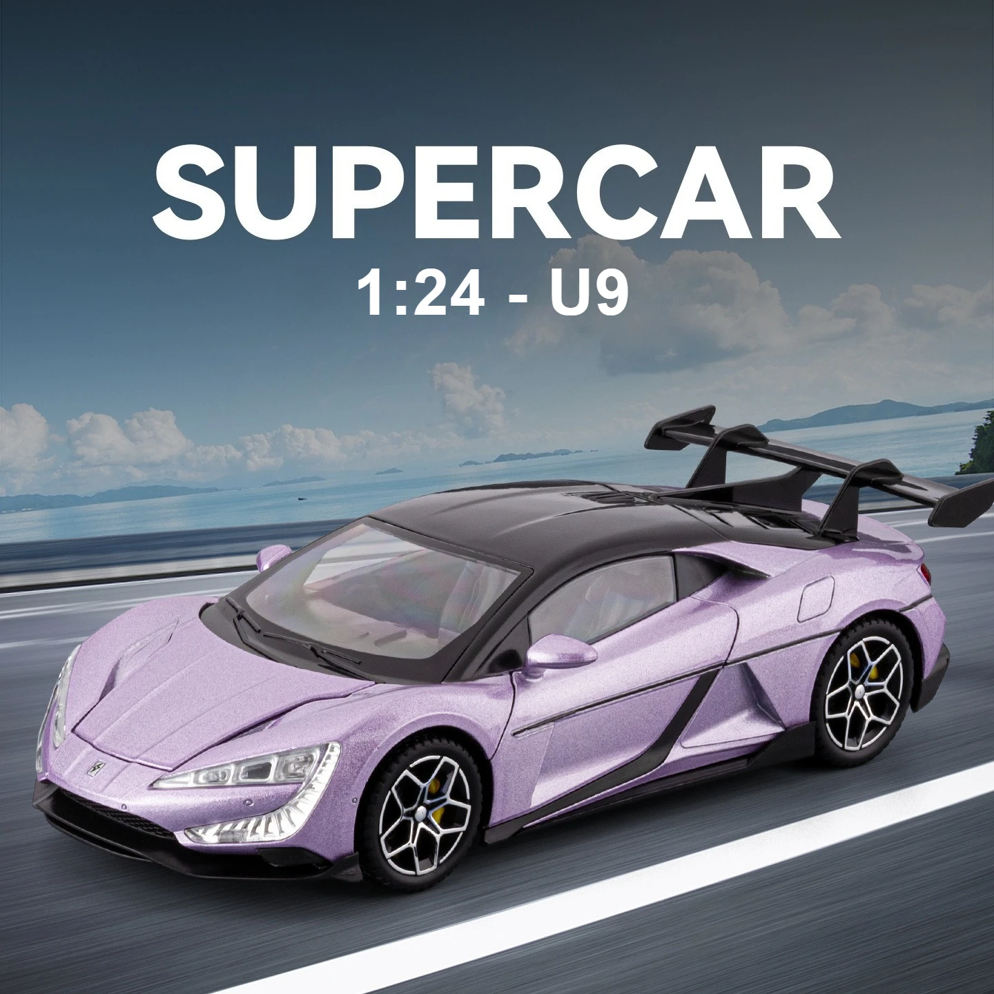 

1:24 YangWang U9, выглядит на U9 Суперкар, модель автомобиля из сплава, игрушечный автомобиль, литье под давлением металла, звуковой свет, автомобиль, игрушки для детей, автомобиль