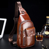 BULLCAPTAIN 2025 New Fashion Genuine Leather Crossbody Bags for Men Messenger Chest Bag Packs Travel Single Shoulder Strap Pack