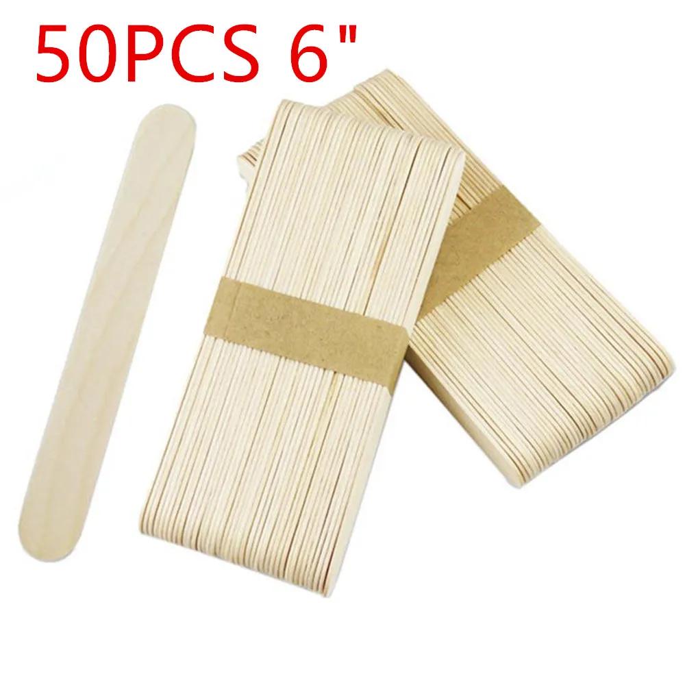 

50PCS Large Wax Waxing Wood Body Hair Removal Sticks Applicator Spatula 6"