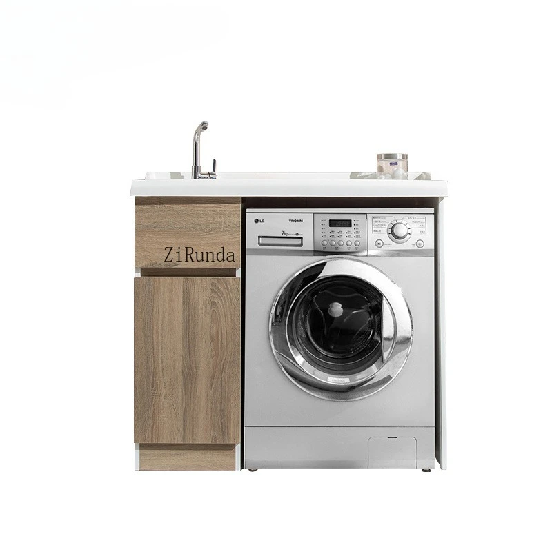 Custom Solid Surface Bathroom Cabinet Laundry Sink Cabinet Washing Machine
