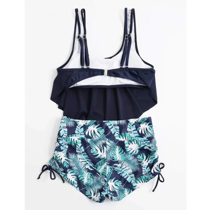 Maillot de bain deux pièces à volants pour femmes, ensemble tankini, sport, plage, piscine, été, 2024