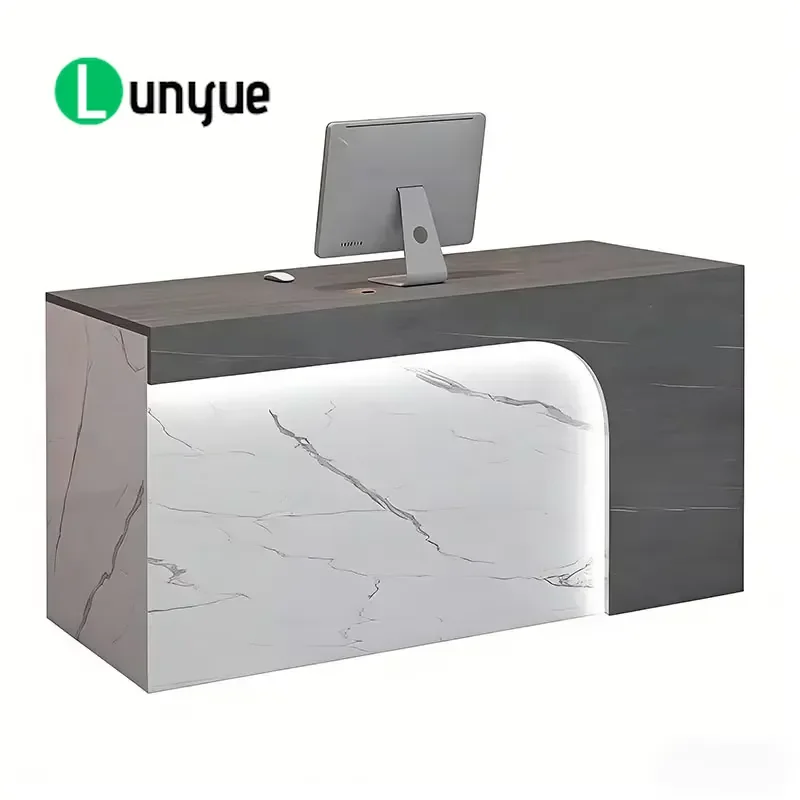 Reception Desk Versatile Checkout Counter Front Desk for Salons Clinics and Offices Modern Design Durable Wood Material Space