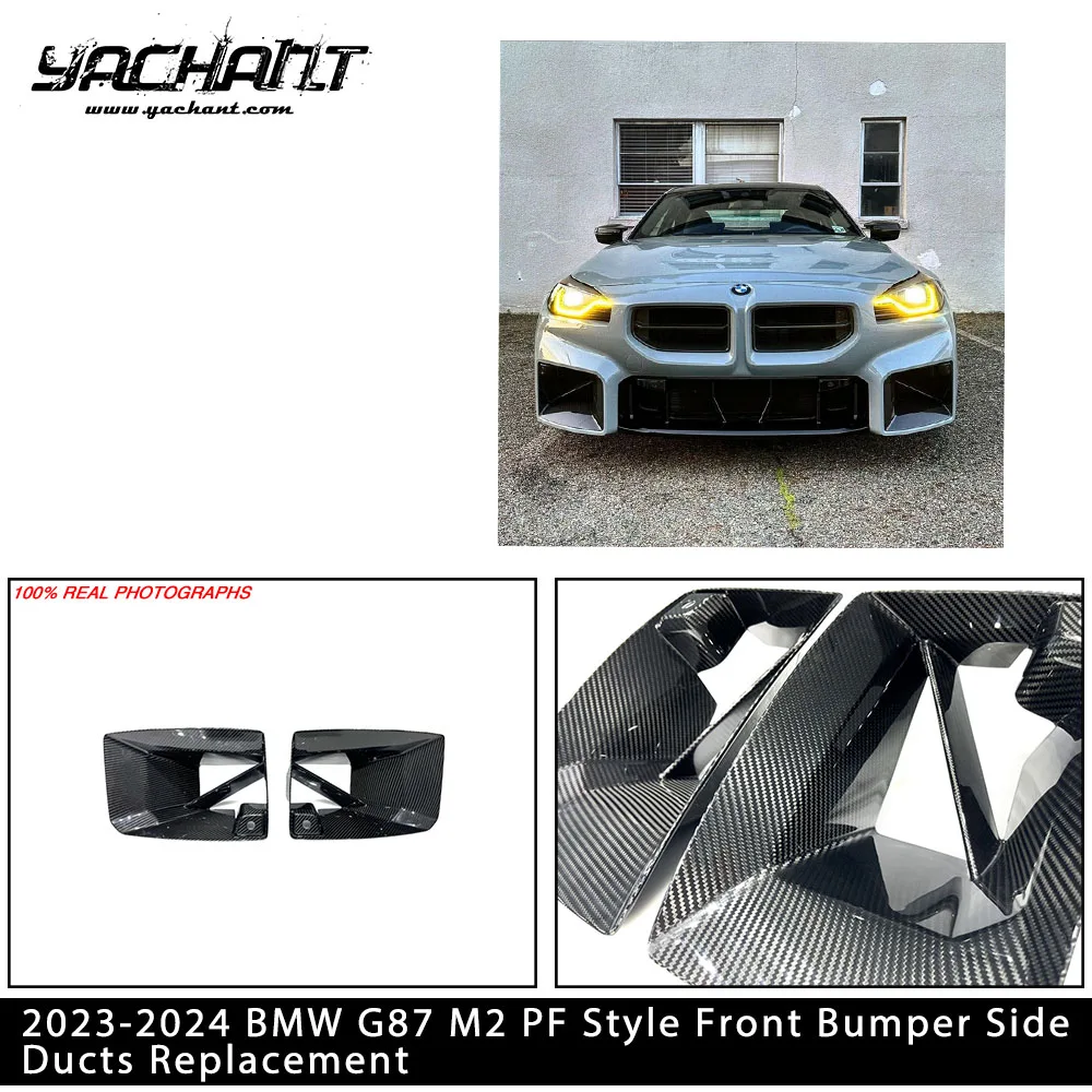 Car Accessories Dry Carbon Fiber DCF PF Style Front Bumper Side Ducts ReplacementFit For 2023-2024 G87 M2