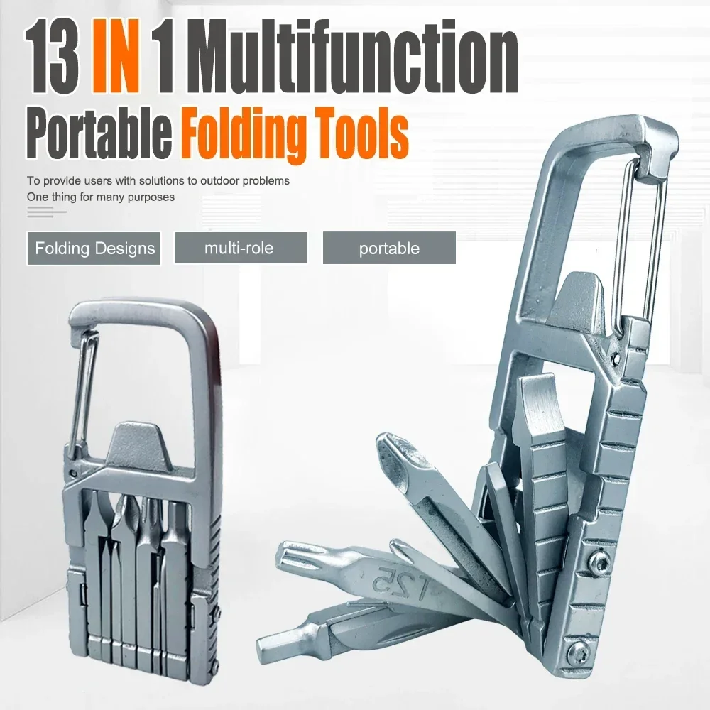 13 in 1 Multifunction Stainless Steel  Combination Folding Outdoor Tools Corkscrew Screwdriver Wrench Knife Knife Keychain