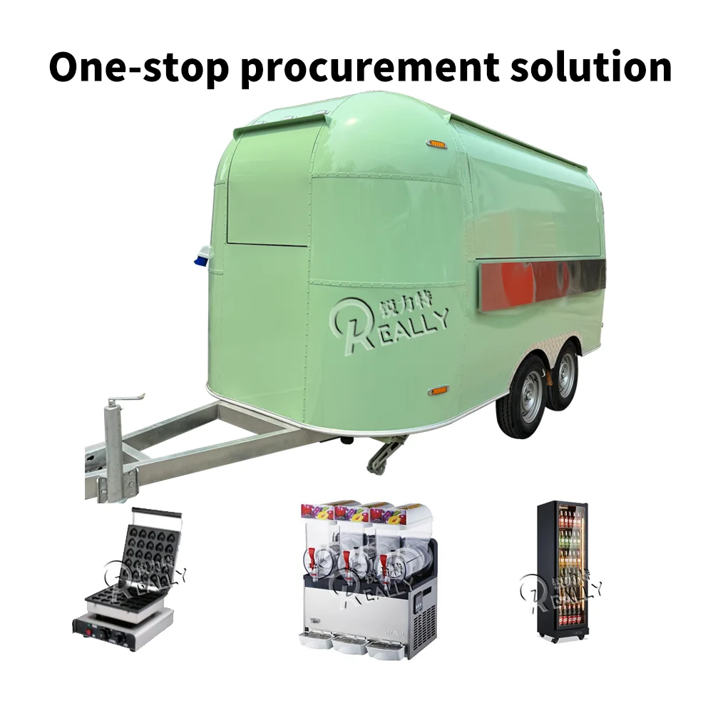 Truk Makanan Stainless Steel Trailer Makanan Kustom Dengan Peralatan Dapur Lengkap Gerobak Es Krim Jalanan Trailer Katering Dijual