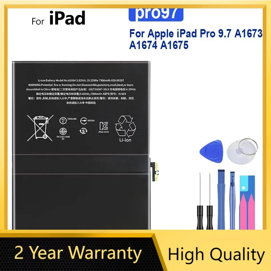 

7306mAh Tablet Battery For Apple IPad Pro 9.7 Inch High Capacity A1673 A1674 A1675 Replacement Bateria