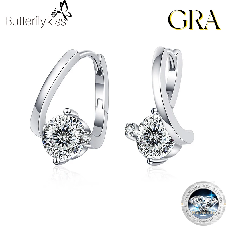 Butterflykiss Luxurious Geometric Earrings For Women Girls 100 Faced Cut Moissanite Diamond Ear Jewelry S925 Sterling Silver GRA