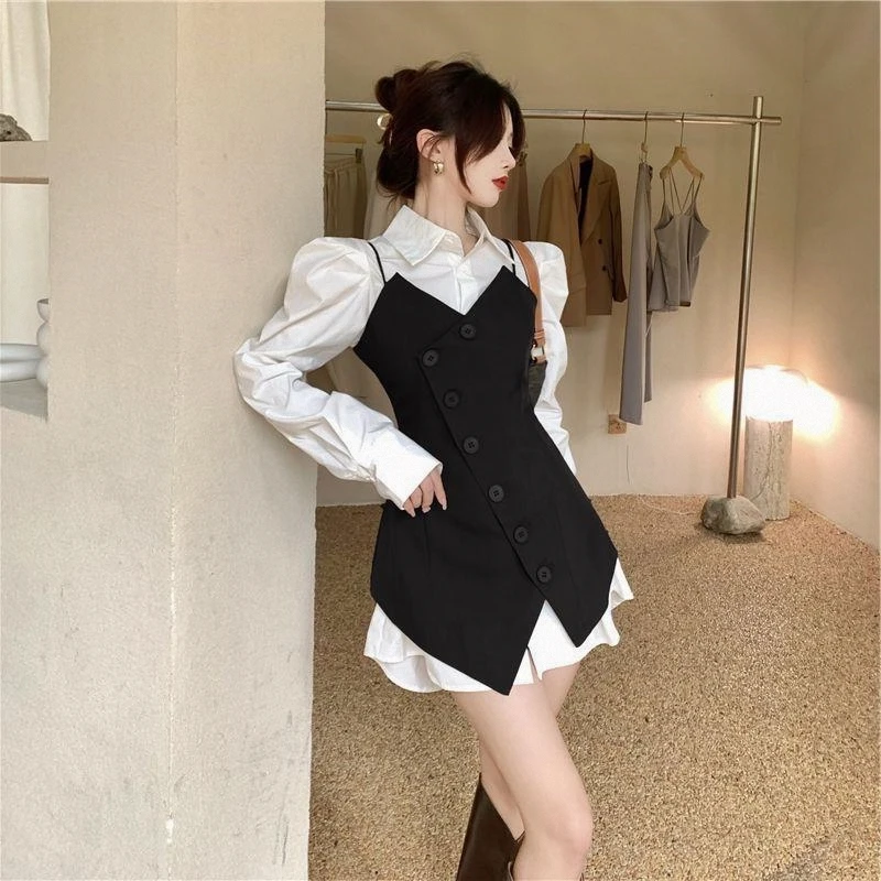

Women's Suit Vest Spring Autumn Waist-Cinching Slimming Asymmetrical Jaet Outerwear Mid-Length Design Sensation Small-e...