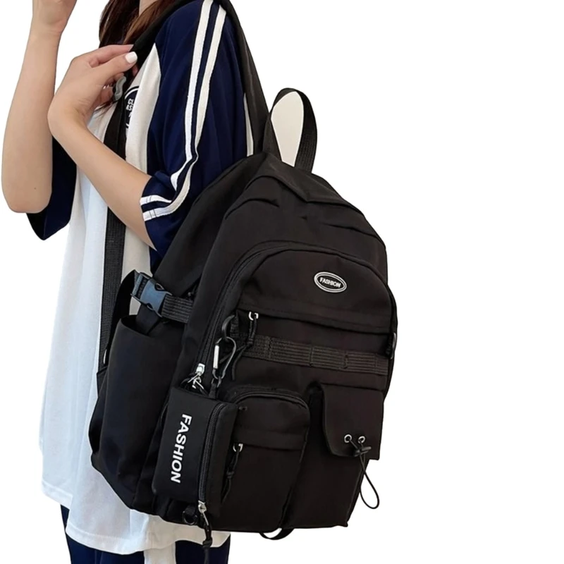 

Japanese Harajuku Backpack with Multi functional Storage Space Aesthetic Cool Daypack Preppy School Bag with Purse