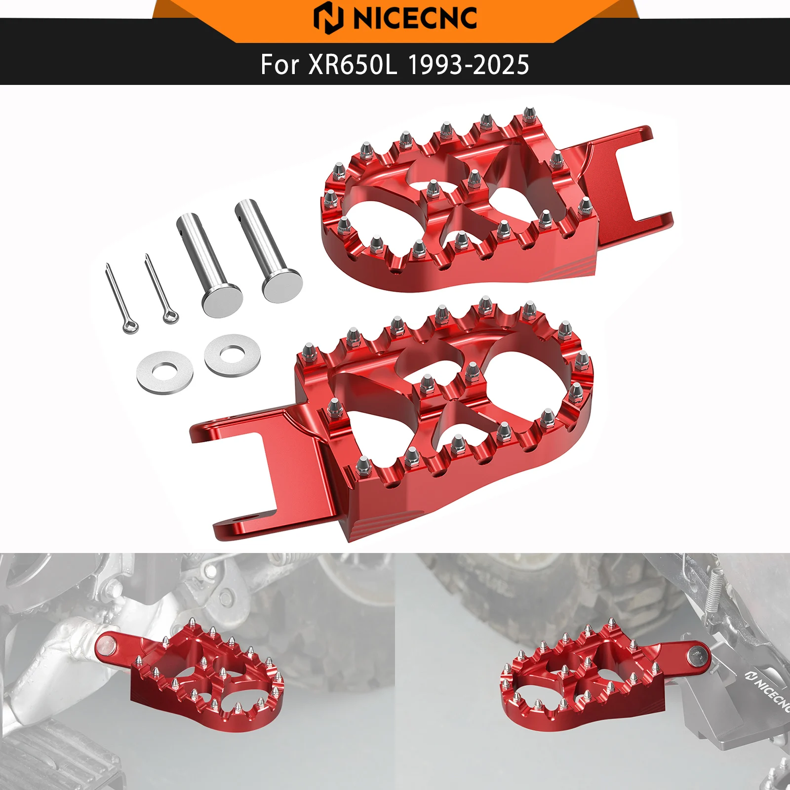 

NICECNC Foot Pegs Footpegs For Honda XR 650L 1993-2025 XR650R 2000-2007 XR600R 1988-2000 XR250R XR400R 1996-2004 CR80R CR85R