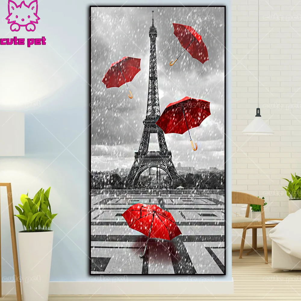 New square round Drill Eiffel Tower Diy Diamond Painting Cross Stitch Kits 5D Diamond Embroidery Mosaic Painting Decor large