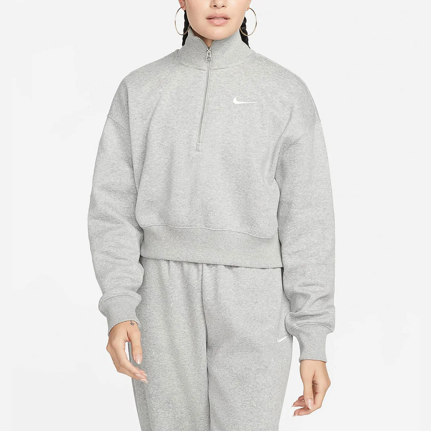 Nike genuine Oversize style women's half zipper knitted sports top DQ5768-063