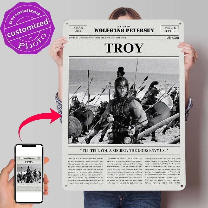 Troy Movie Metal Poster Customized Wall Art Retro Vintage Metal Signs for Man Cave Home Decorations Wand Deko Decoration Room