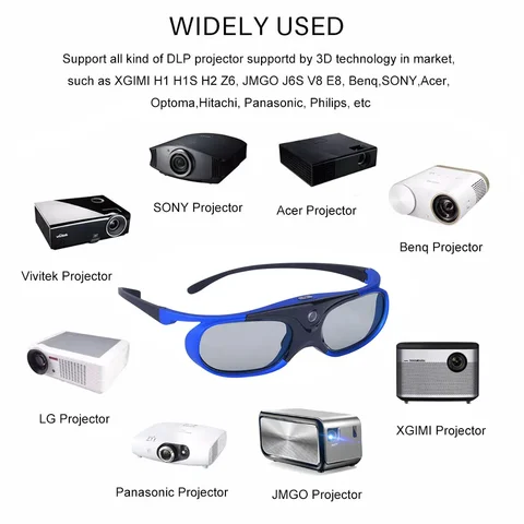 Активные 3D очки Yovanxer JX30-DLP синие/черные  для проекторов DLP Link