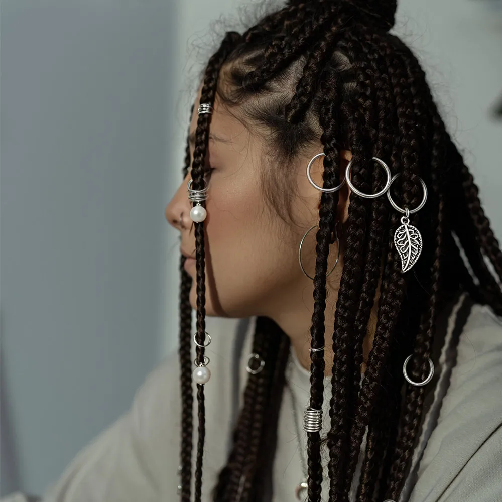 217 Stück Dread Locks Hohle Haarringe Metall-Manschetten-Clips Gold und Silber Dreadlocks Perlen Haarflechtzubehör Multi-Style – Detail 2