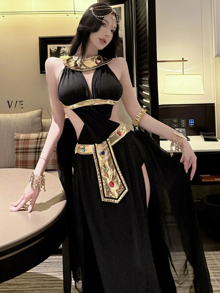 

Exotic Princess Costume Sexy Goddess Cosplay Dunhuang Belly Dance Lady's Outfit Ethnic Stage Costume Polyester Material