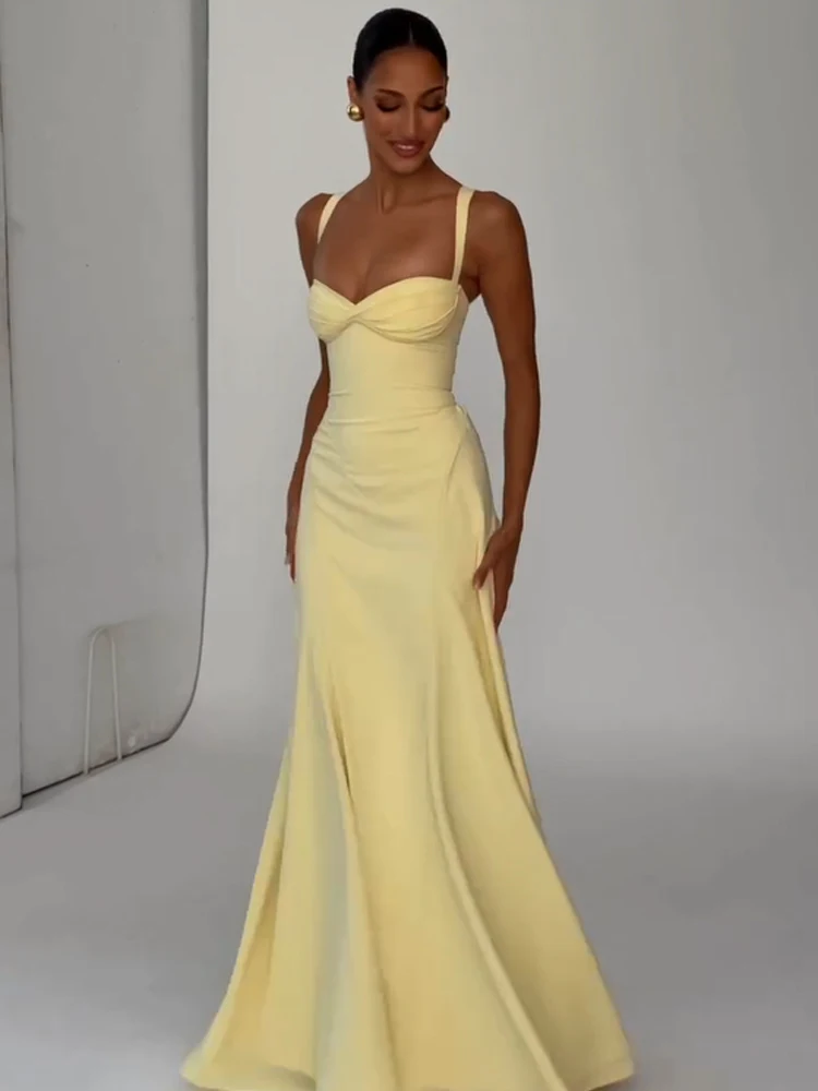 Lady Sexy Strapless Split Solid Pleated Dress Women Chic Backless High Waist Off-shoulder Dresses 2026 New Evening Party Gowns image 3