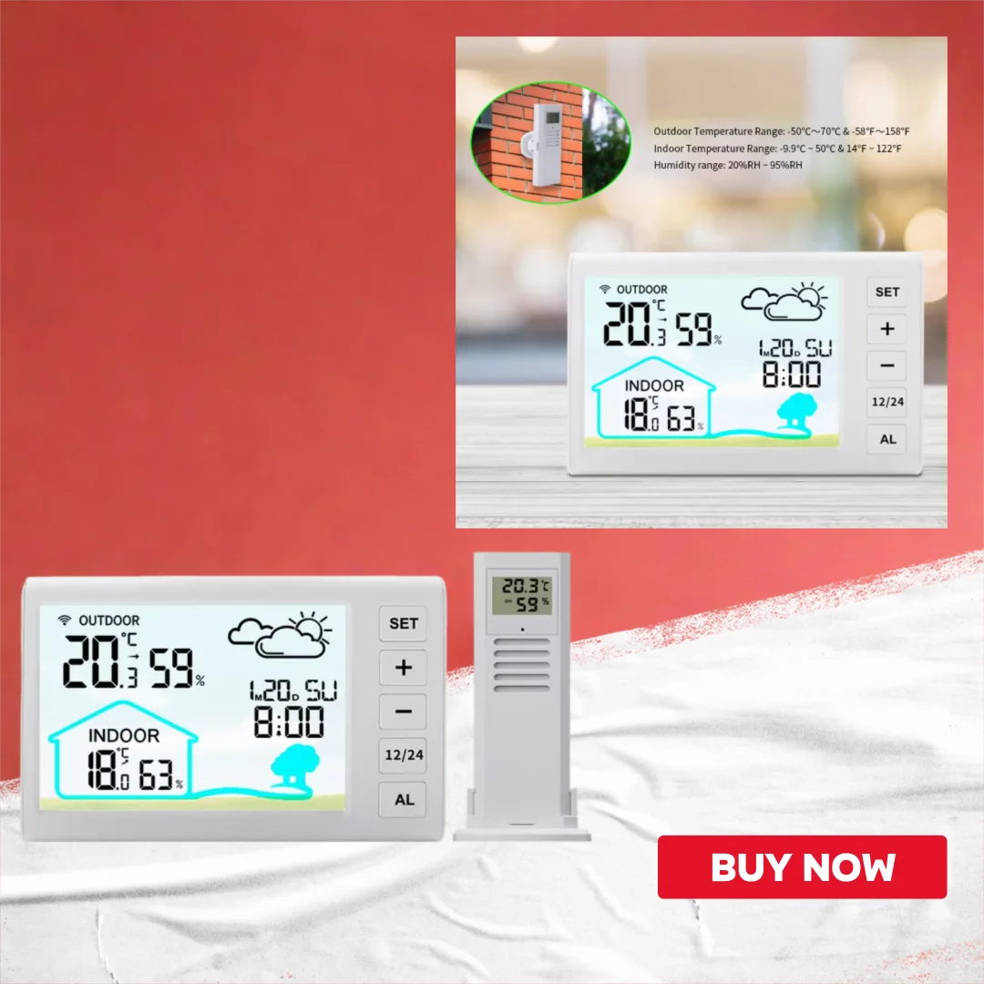 

Wireless Weather Station Thermometer Hygrometer with 330ft Range Remote Sensor Weather Forecast Time Calendar Alarm ℃/℉ Switch