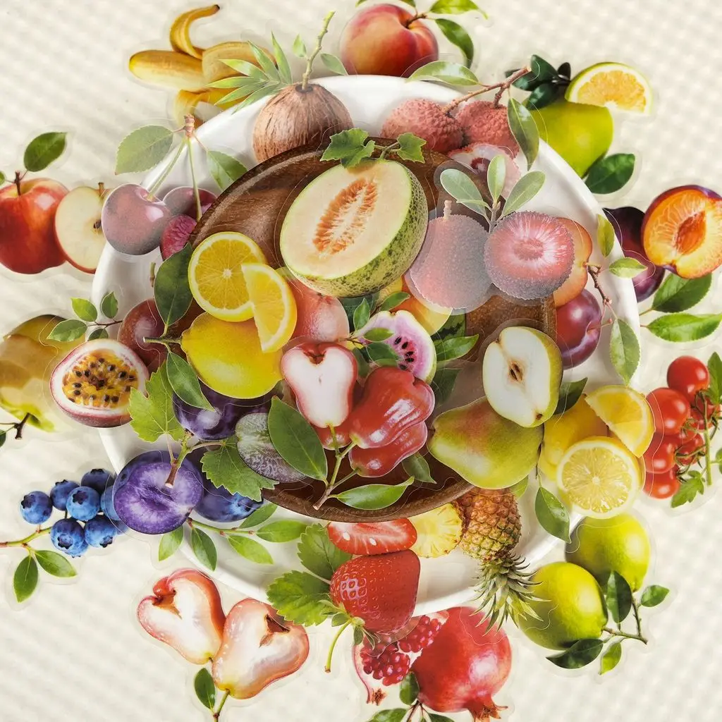 56 Pcs New Realistic Fruit Clear PET Stickers - Crafts & Stationery Decor Decals Giajar Sticker Store