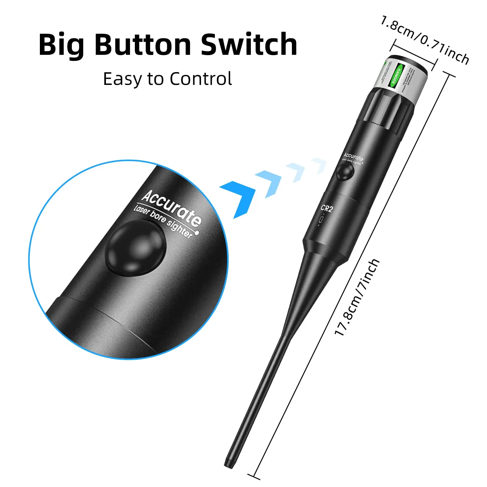 CVLIFE Bore Sight Kit Bright Green Dot BoreSighter with Big Button Switch for .17 to 12GA Caliber