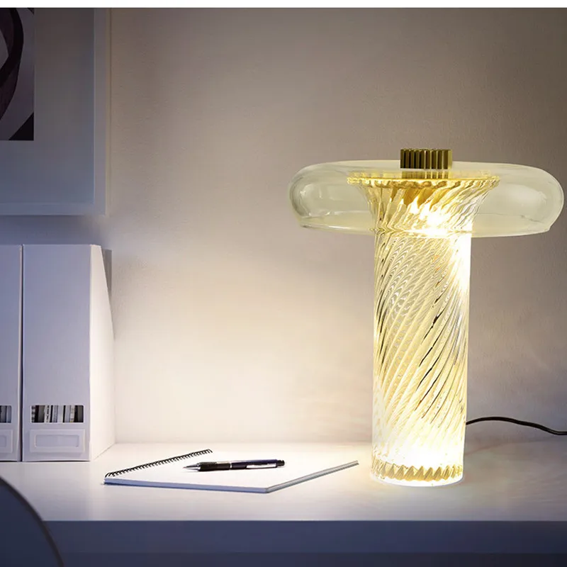 Nordic personalized twisted glass desk lamp modern LED decorative lamp study bedroom bedside designer Table lamp