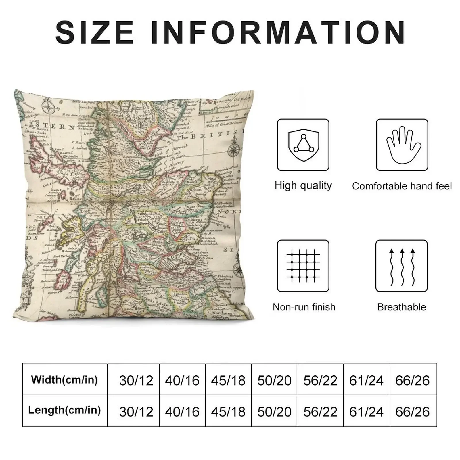 Vintage Map of Scotland (1718) Throw Pillow christmas pillowcases ornamental pillows for living room Custom Cushion pillow