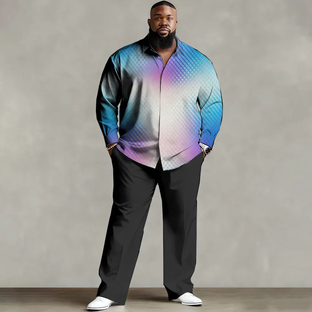 

S-9xl plus size Big & Tall Shirt Set (Iridescent Element) - Soft Cotton, Stylish Prismatic Print Patterns, Lightweight,
