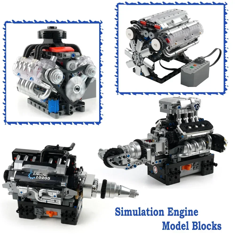 

New Simulated V8/V12 Engine Model Technology Building Bricks Boys Assembled Ornament 10205 With Motor Drive MOC Blocks Toys Gift