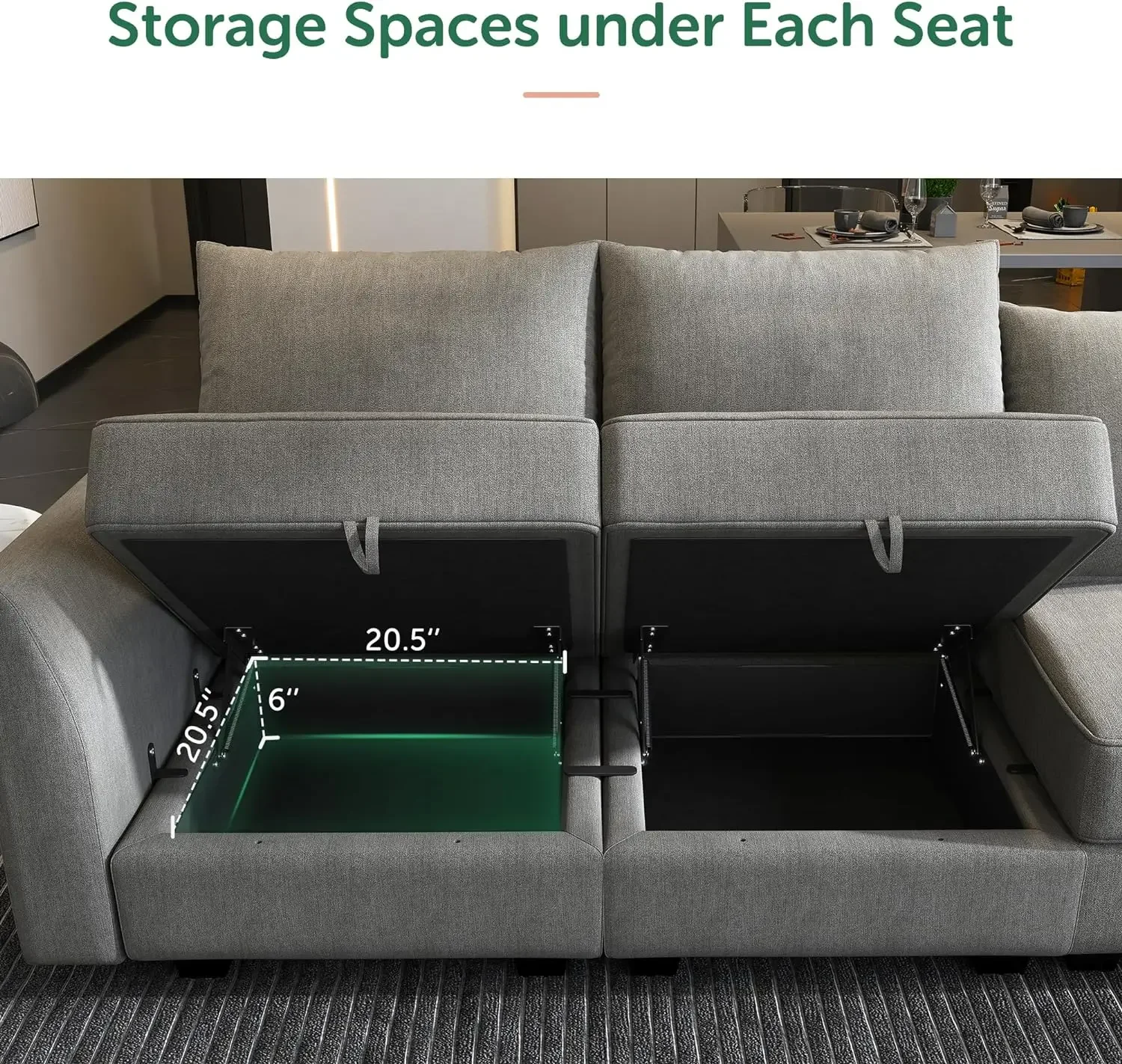 Convertible U Shaped Modular Sofa with Chaise Modular Sectional Couch with Storage, Oversized Modular Sofa Sectional Couch