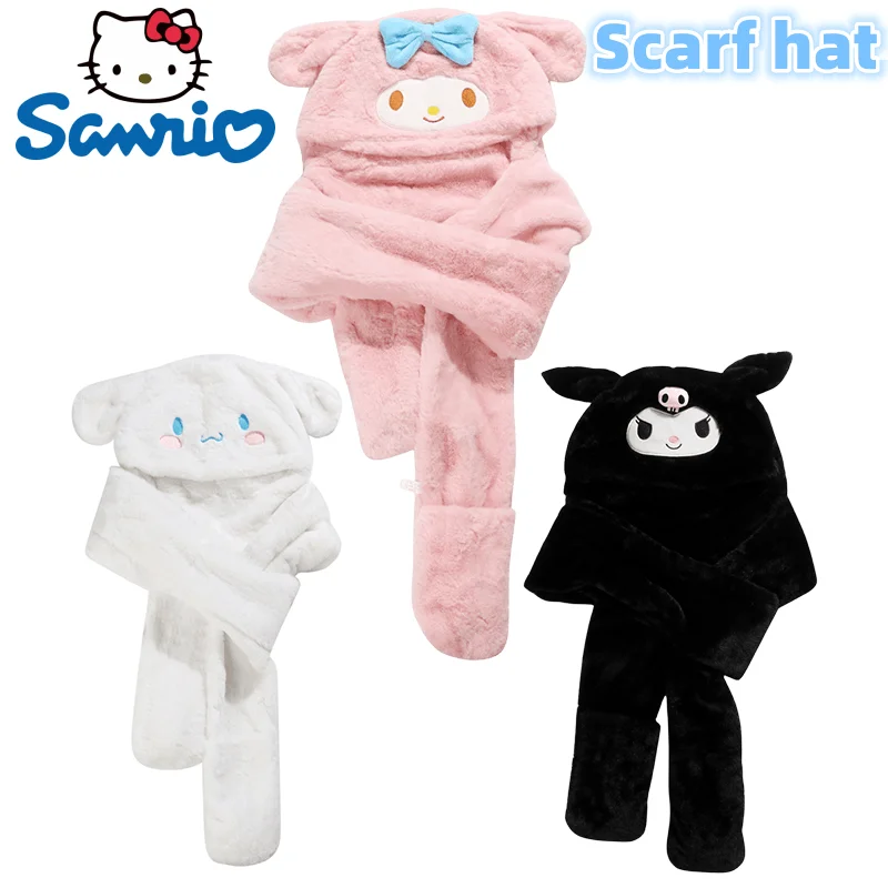 

Sanrio Kawaii Плюшевые аксессуары мультфильм Kuromi My Melody Cinnamoroll подвижные уши шапка теплая Милая Красивая шапка Игрушки для девочек подарок