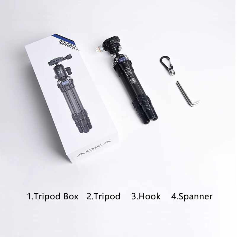 حامل ثلاثي القوائم من ألياف الكربون المحمول من AOKA CMP163C مع حامل كاميرا BC16 برأس كروي 3 أقسام أقصى تحميل 3 كجم