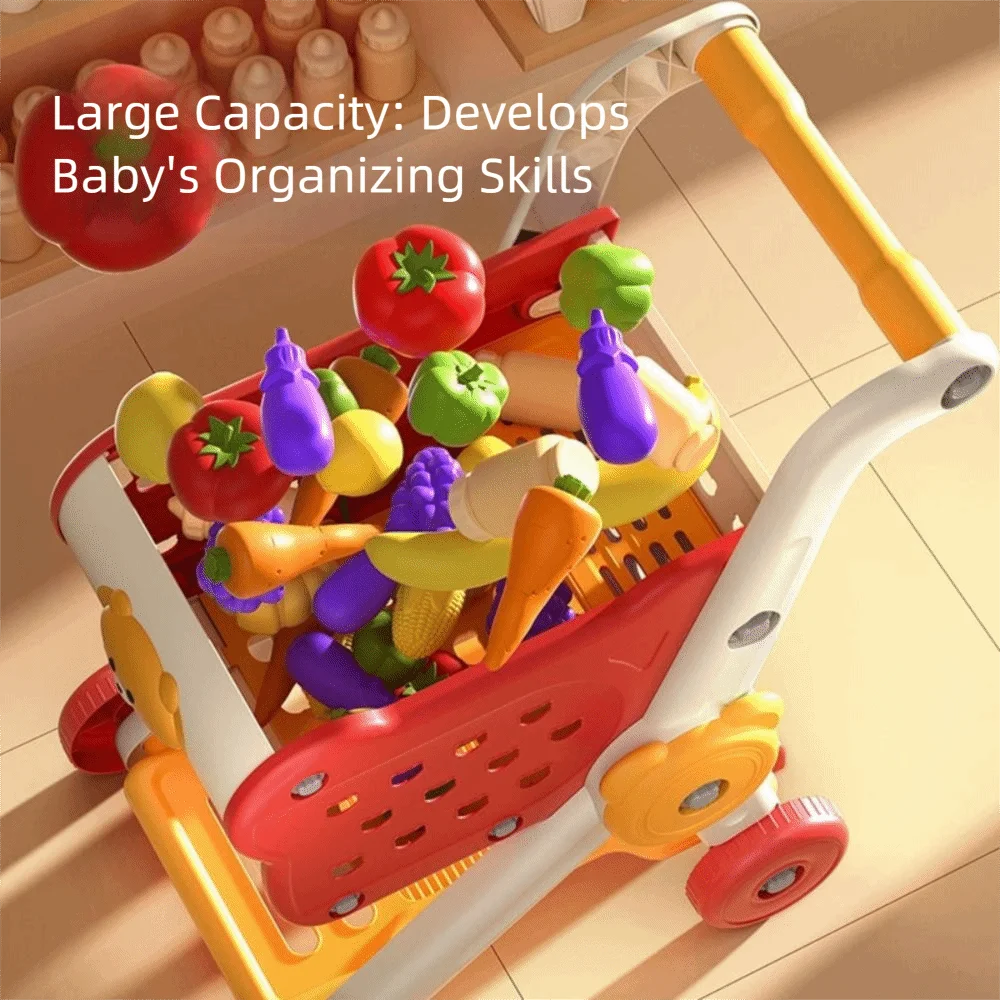 미니 크기 쇼핑 카트 장난감 음식 야채 시뮬레이션 과일 주방 Playset Handcart 디자인 놀이 집 세트 유아 놀이