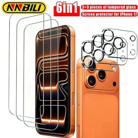 NNBILI 6-In-1 Set for iPhone 17 Pro Max, Includes 3 Pcs Tempered Glass…