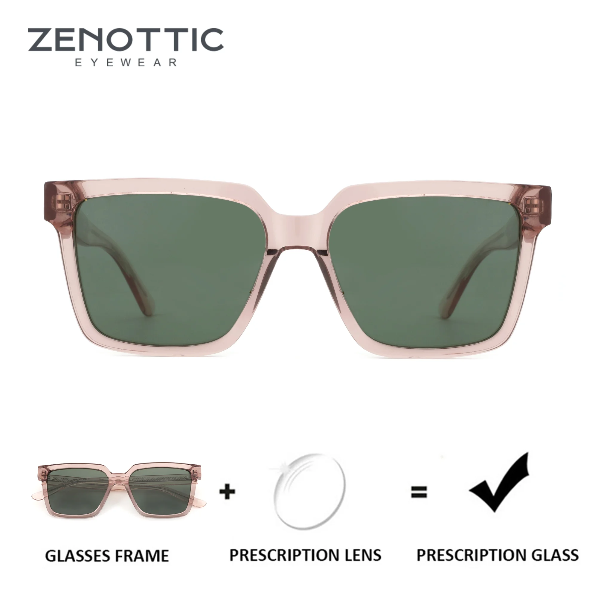 

ZENOTTIC (размер XS), модные женские ацетатные поляризационные солнцезащитные очки по рецепту, прямоугольные оптические солнцезащитные очки UV400