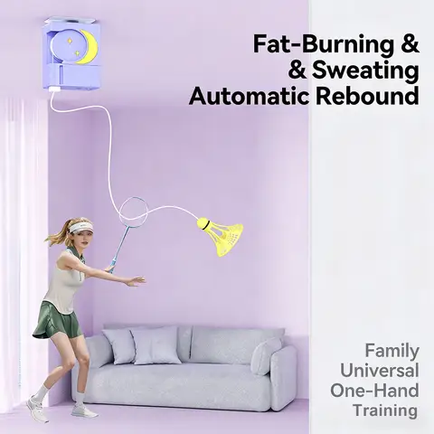 Automatic Rebound Badminton Trainer Kit Single Player Badminton Self Training Device with 6 Shuttlecocks and Remote for Indoor