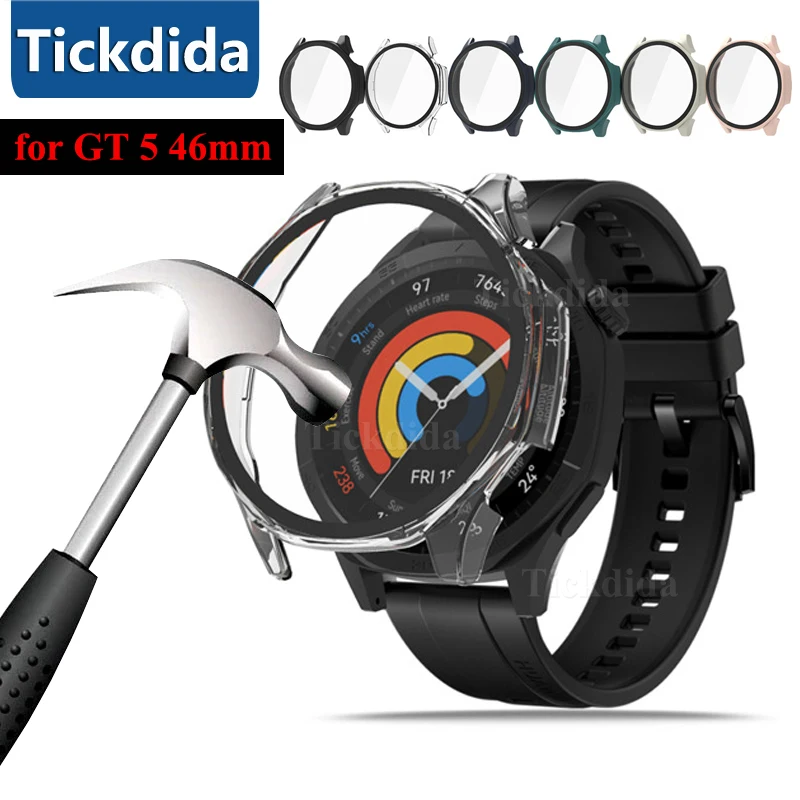 Tempered Glass+Case for Huawei Watch GT 5 46mm Screen Protector Frame Bumper Cover for Huawei Watch GT5 46mm Case
