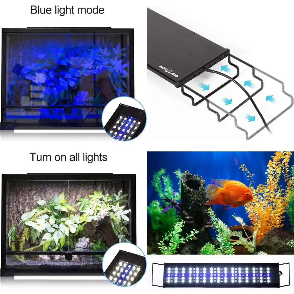 

Ультратонкая светодиодная лампа для террариумов с рептилиями - день/ночь, 3 цвета, 15 Вт, подходит для террариумов 18 дюймов и более