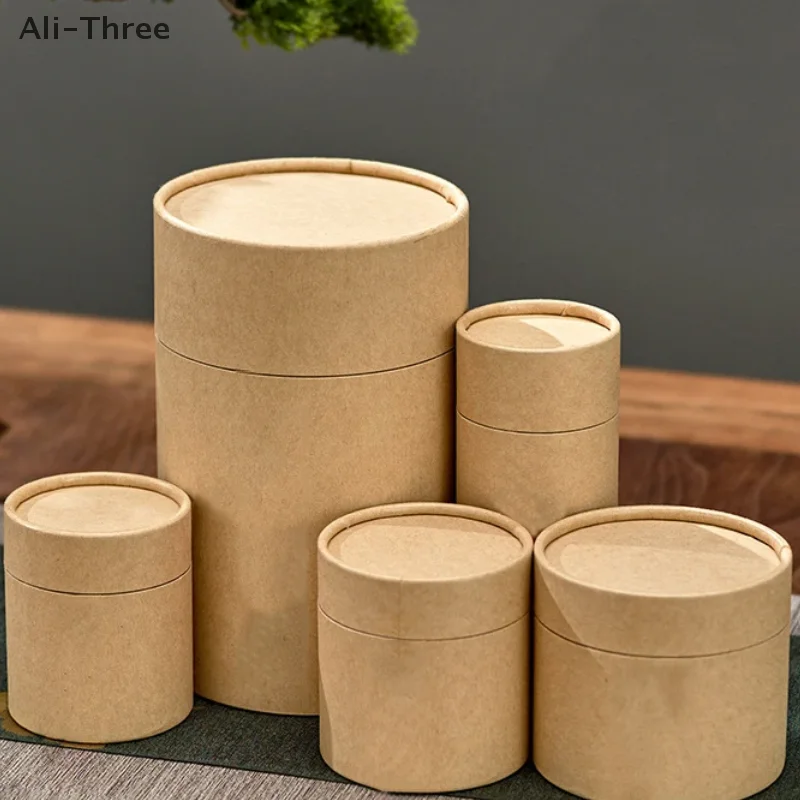 1PCS Kraft Paperboard Tubes Round Essential Oil Packaging Containers For Tea Caddy Coffee Cosmetic Crafts Gift Storager