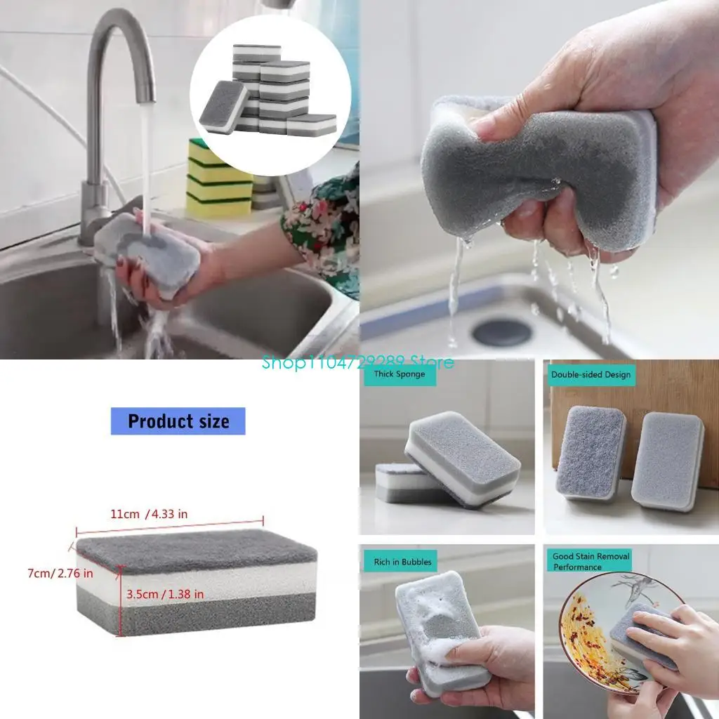 

D8KE Soft Noncratch Scrub Sponge Pad Safe Cleaning для блюд Tyles Tiles