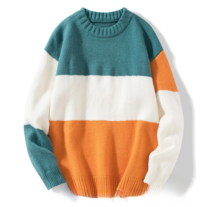 

Soft Knitted Men's Sweater Autumn Winter Loose Fit Student Basic Long Sve Polyester Fiber Warm Casual round Ne Top