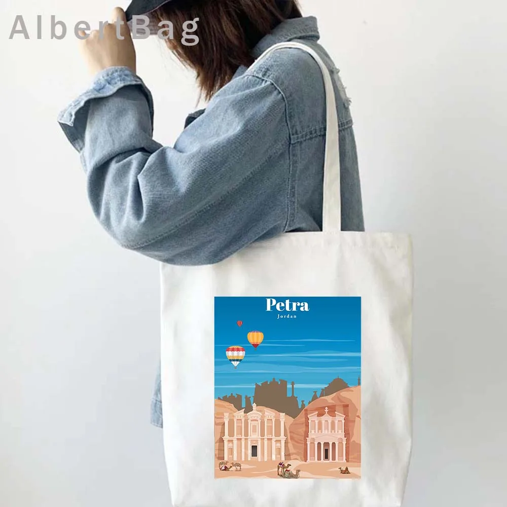 Montreal Mumbai Munich New Delhi Osaka Oslo Petra Prague Quebec Rejkjavik Seoul Korea Sao Paulo Seville Canvas Tote Bags Handbag