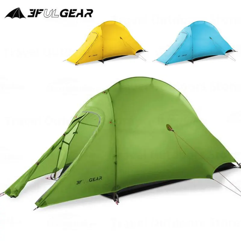 3F UL GEAR ZhengTu Hiking Tent 1 Person 15D Nylon Ultralight Double Layer Tent Waterproof Camping Tent Travel Awning Tent Mat