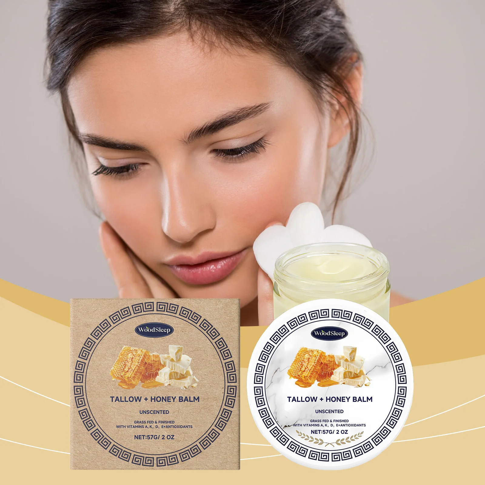 

Grass-Fed Beef Tallow Honey Balm: Nourishes Dry Skin, Long-Lasting Moisture, Enhances Elasticity, Boosts Smooth Tender Skin